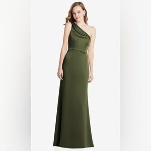 Dessy Collection Olive Green One-Shoulder Maxi Dress